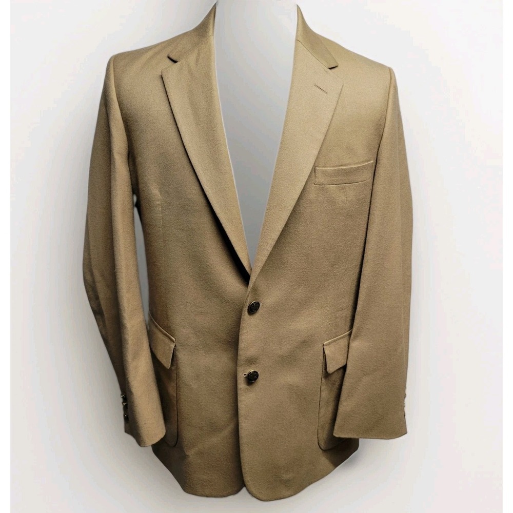 Vintage Lauro International Mens 100% Wool Tan Single Breast Blazer 42M *READ